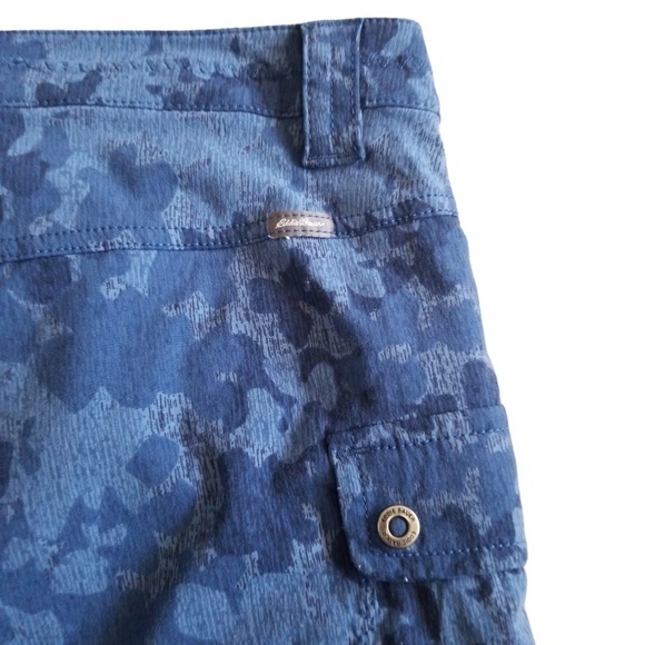 Eddie Bauer Women’s Blue Nylon Spandex Patterned Lightweight Cargo Shorts Sz. 10 - Picture 8 of 11